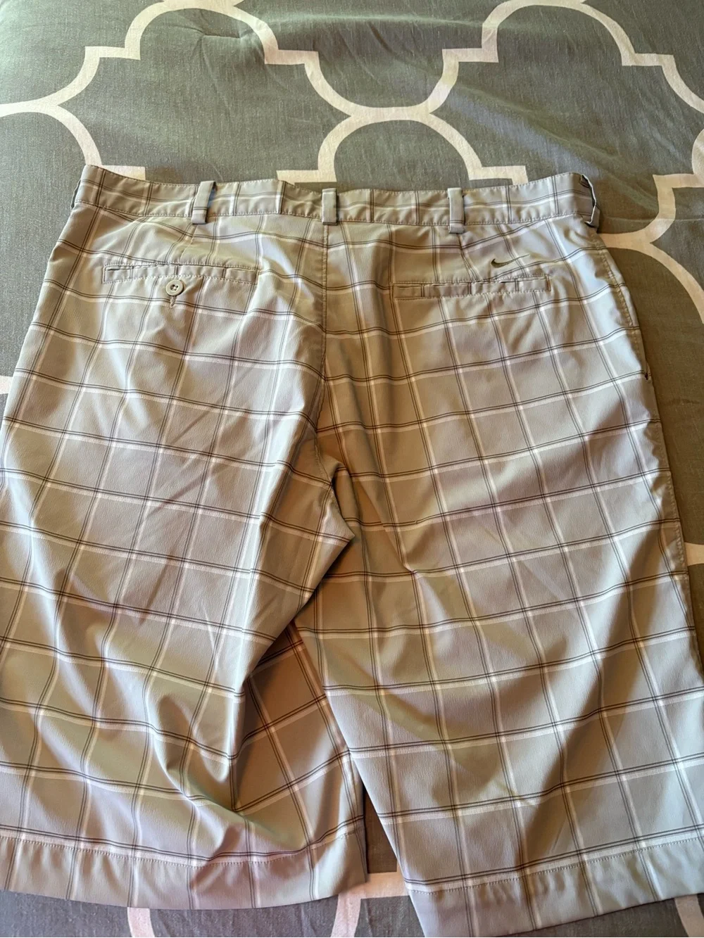 Men's Light Gray Patterned Golf Shorts